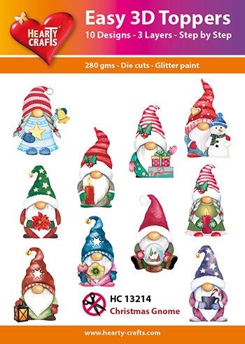Easy 3D Toppers Christmas gnome 10 udstandsede motiver med glimmer